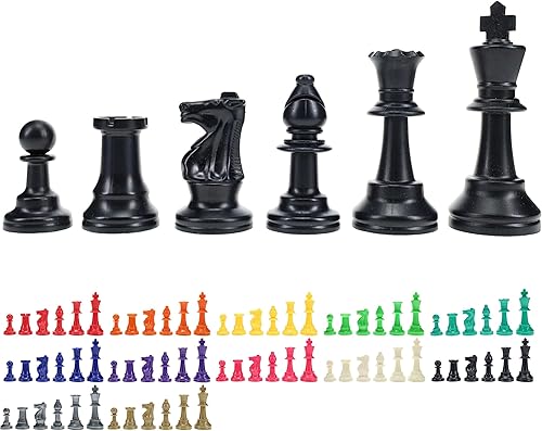 Miniatura 16 de WE Games Piezas de ajedrez Staunton de plástico brillante en color con rey de 3.75 pulgadas - Juego de ajedrez de torneo, solo piezas, mitad del