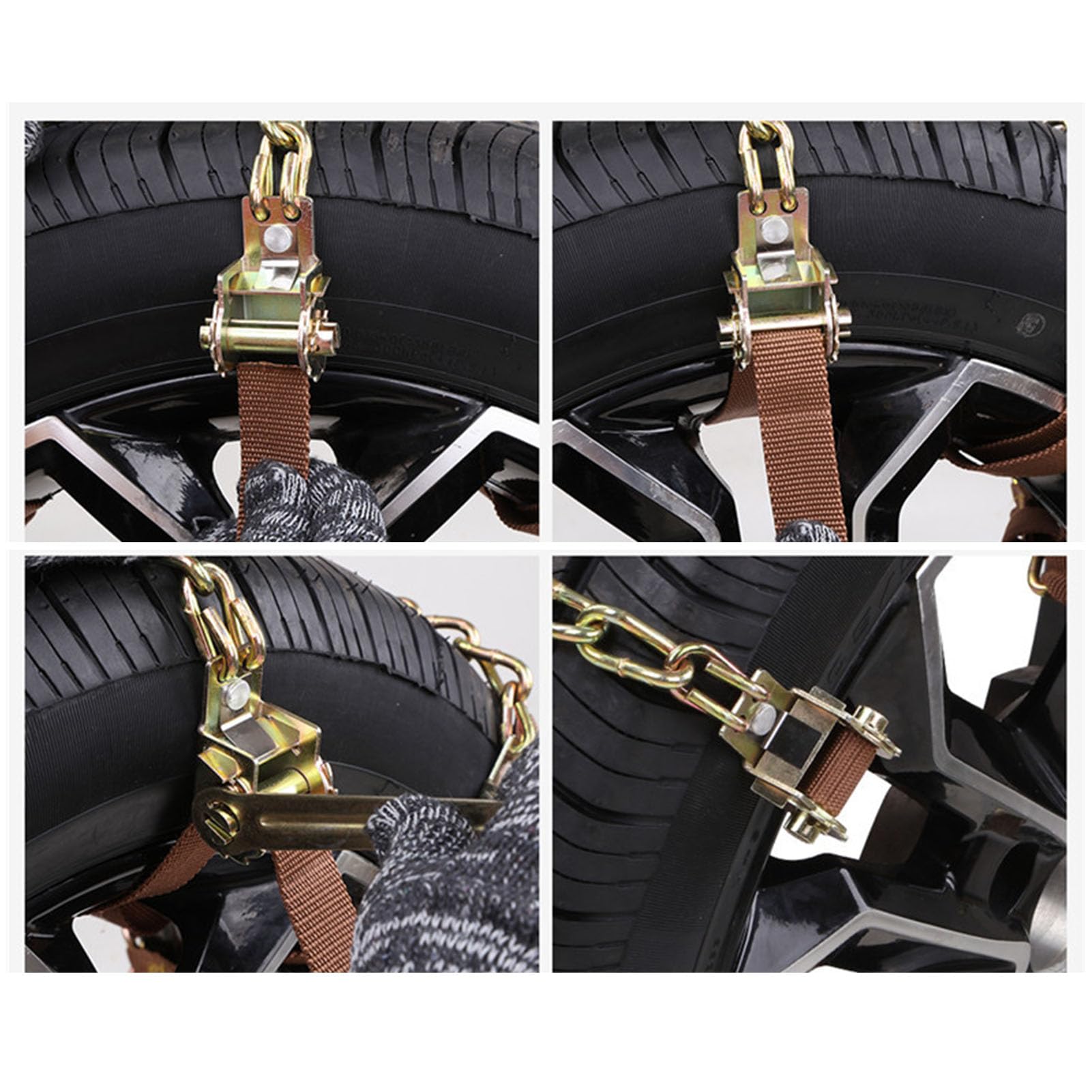 Catene da da 8 Pezzi, Lega di Acciaio Antiscivolo Ispessita Universale per Camioncino SUV per Auto, Larghezza Pneumatico 165-265mm