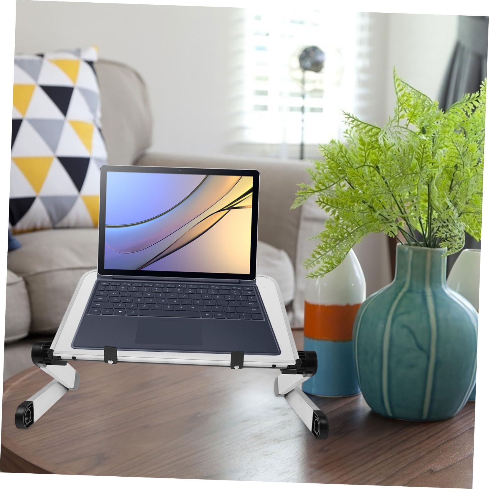 Supporto per Laptop da Scrivania Regolabile in Lega di Alluminio e Abs | Pieghevole e Salvaspazio, Dissipazione del Calore Efficiente, Compatibile Dispositivi