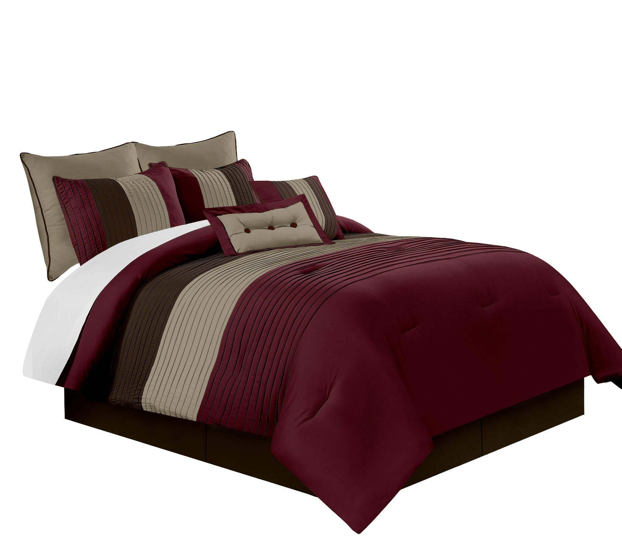 Luxury Designer Queen 9 PC Bedding Ensemble Burgundy Gold Chenille RICH!  NWT