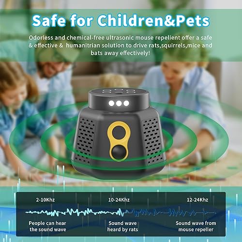 Miniatura 2 de Repelente ultrasónico de roedores en interiores, múltiples modos de funcionamiento, seguro y respetuoso con el medio ambiente, repelente rápido y