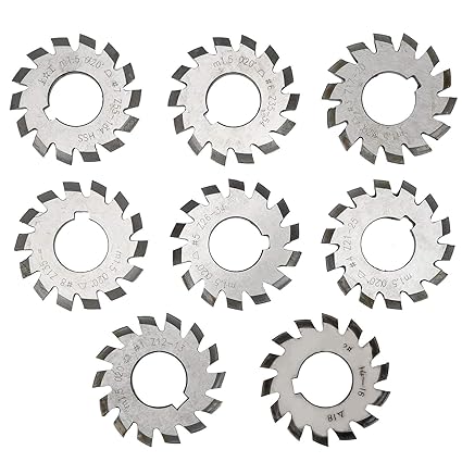 8Pcs Gear Cutters Gear Milling Cutter Set High Speed Steel Cutting Tool M1.5 20�? 5mm 6mm