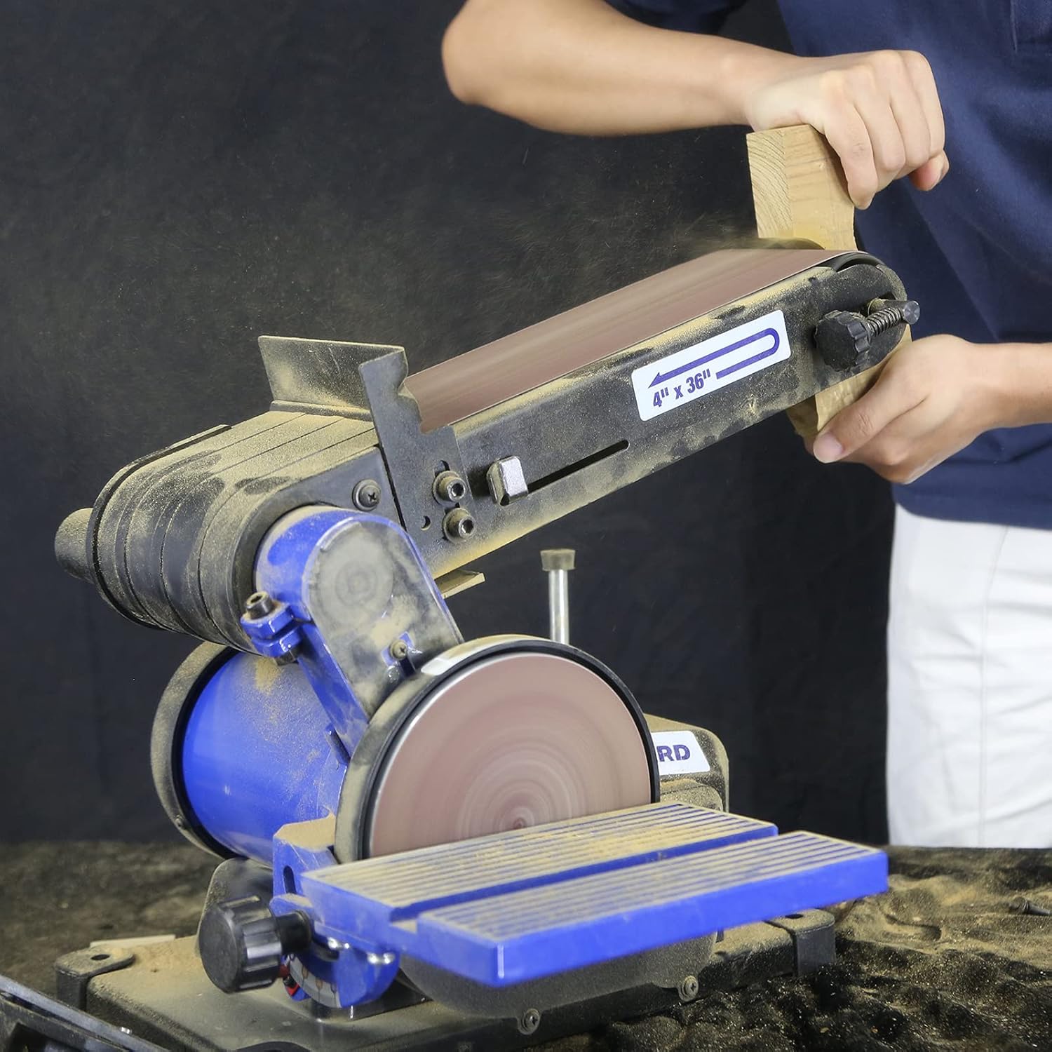 BILT HARD 4.3A Belt Disc Sander Combo, 6 Inch Disc and 4 x 36 Inch Belt Sander for Woodworking with 14 Piece Sanding Paper Kit - - 