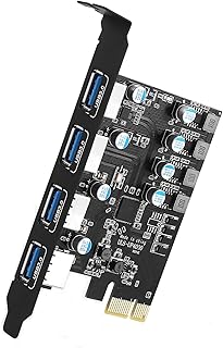 4 Ports PCI-E to USB 3.0 Expansion Card (4 USB Type-A), PCI Express (PCIe) Expansion Card USB Card for Desktop PC Support Win/Linux/Hackintosh/Proxmox/MAC OS/Ubuntu/unRAID