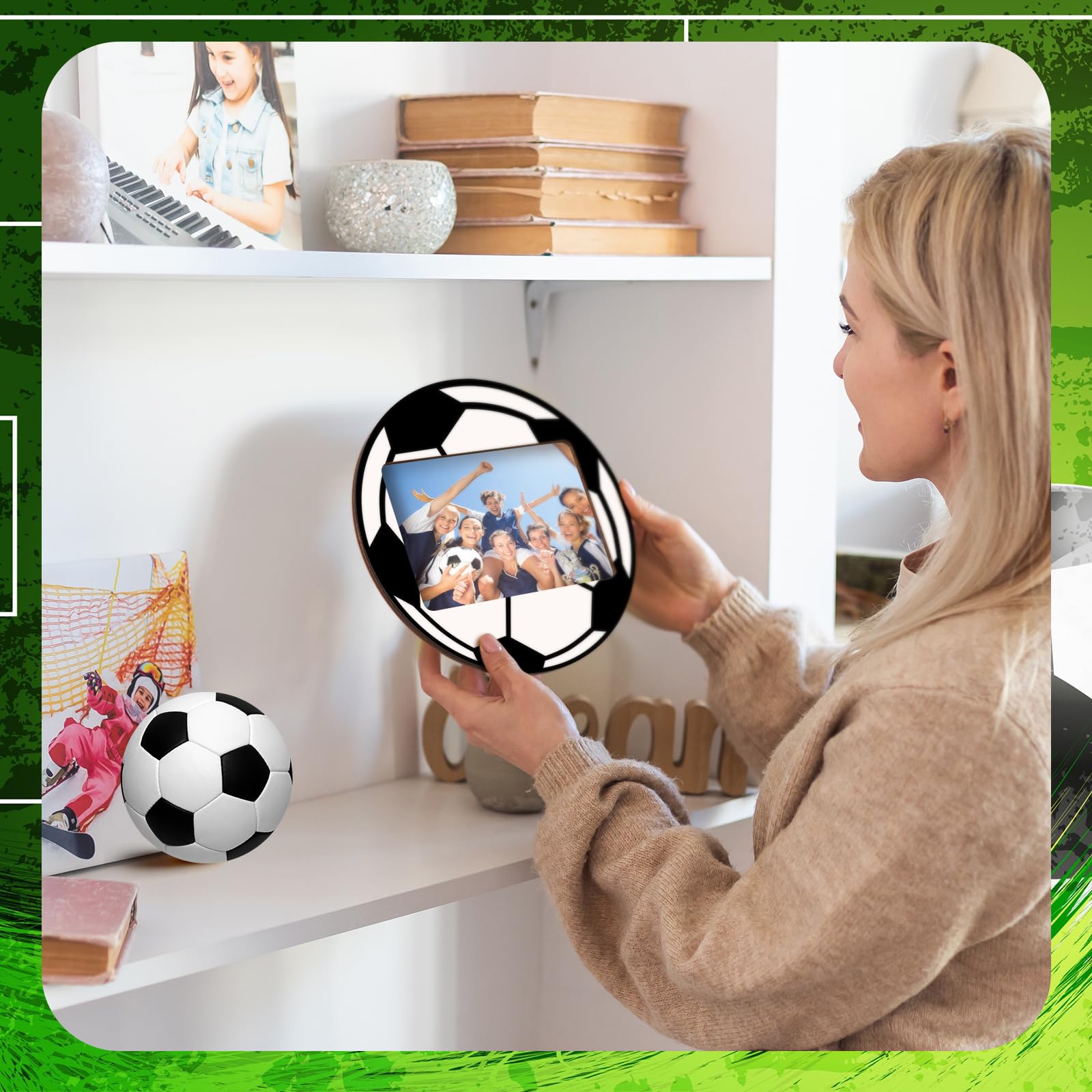 Amazon.co.jp: Qunclay 12個 サッカー写真フレーム 木製フォトサッカー