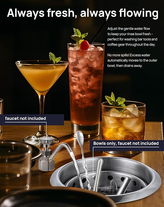 Commercial Dipper Well Bowls, Inner Bowl & Outer Bowls Combo Anti-Overflow