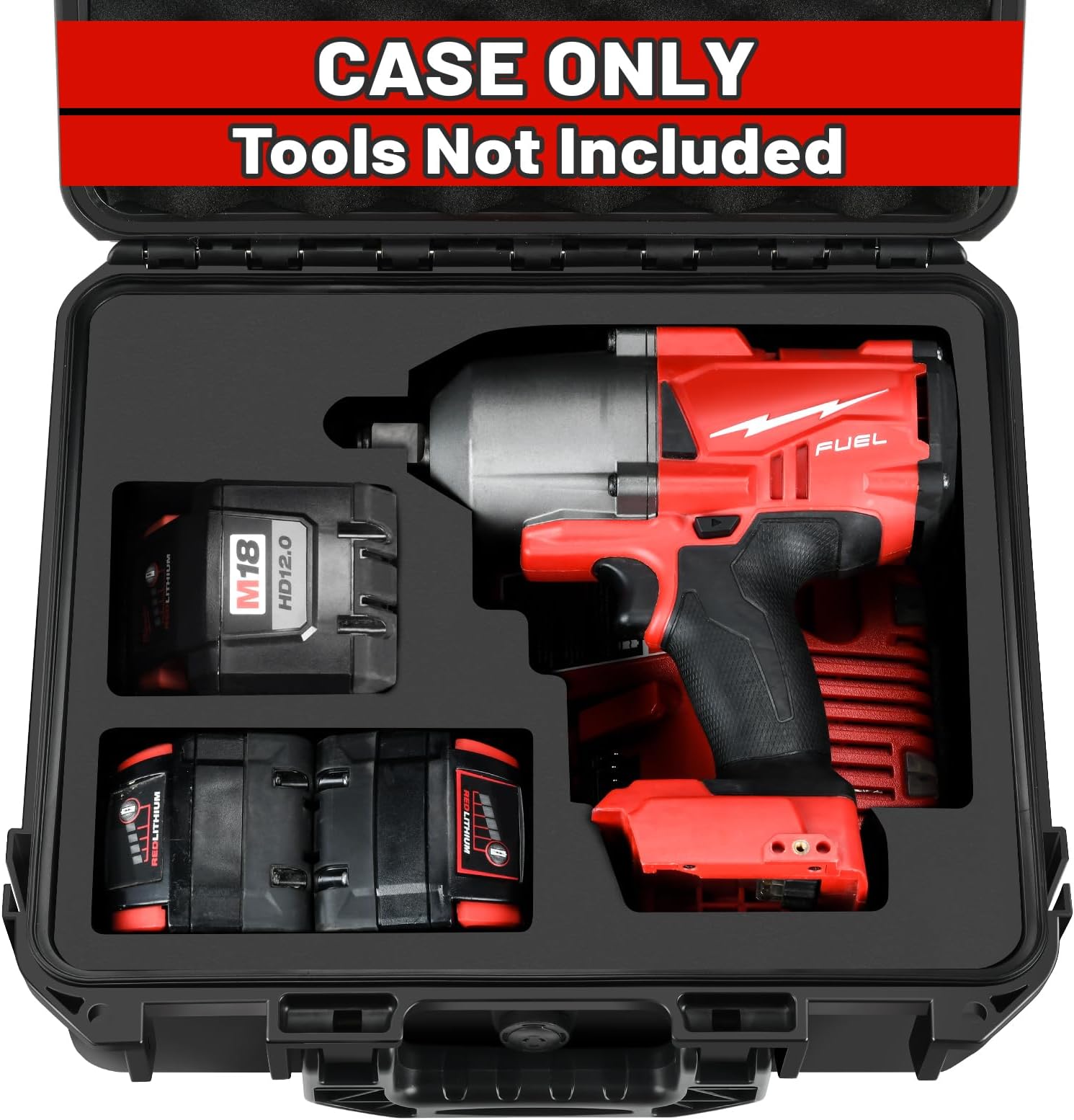 Case for Milwaukee M18 Impact and Torque Wrench - Waterproof Hard Tool Box for Milwaukee Set, Power Tool Combo Kit Bag for Milwaukee 2/1 3/4 3/8 Cordless Torque Wrenches/Battery/Charger (Case Only)