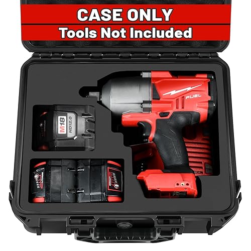 Case for Milwaukee M18 Impact and Torque Wrench - Waterproof Hard Tool Bo, Power Tool Combo Kit Bag for Milwaukee 2/1 3/4 3/8 Cordless Torque Wrenches/Battery/Charger (Case Only)