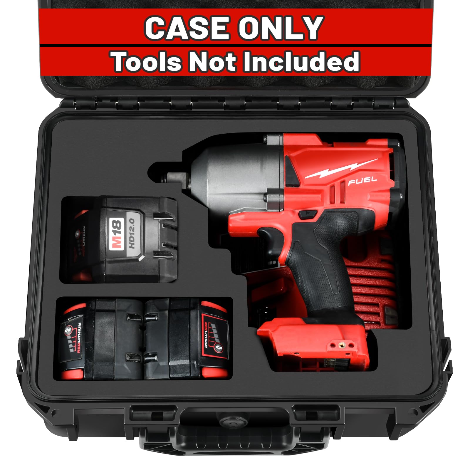 Case for Milwaukee M18 Impact and Torque Wrench - Waterproof Hard Tool Bo, Power Tool Combo Kit Bag for Milwaukee 2/1 3/4 3/8 Cordless Torque Wrenches/Battery/Charger (Case Only)