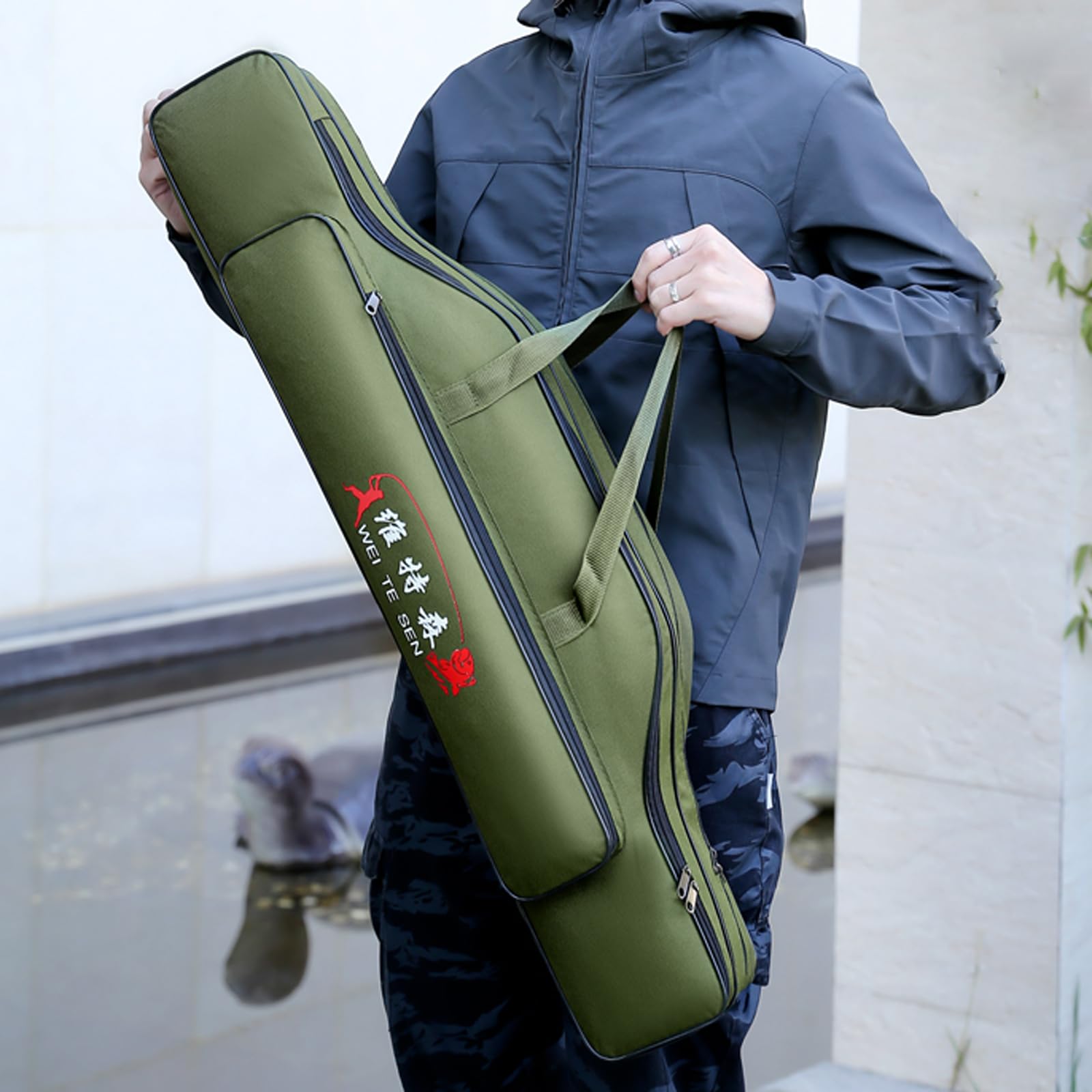 Fourreau Canne A Peche,Sac De Canne à PêChe Portable,Grande Capacité Sac Canne A Peche,Sac De Rangement Multifonctionnel pour Canne à PêChe,avec Sangle RéGlable,pour Les PêCheurs