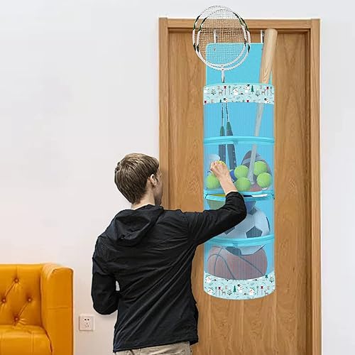 Miniatura 2 de Hanging Organizer, Over The Door Hanging Sports Equipment and Ball Storage, Garage Sports Equipment Organizer for Hold Soccer, Basketball, Football,