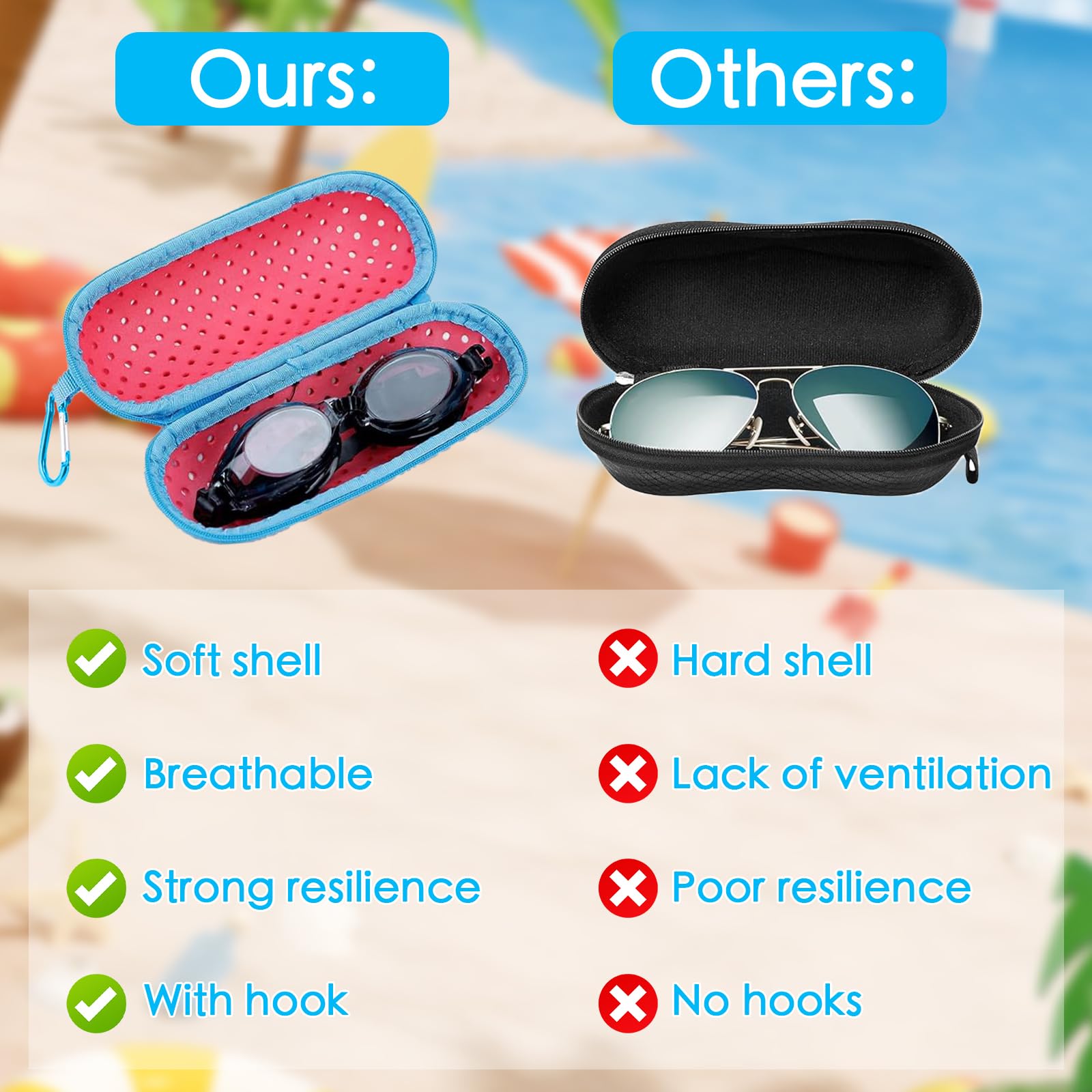 2 PCS Estuche para Gafas de Natación,Estuche de Transporte de EVA,Caja de Protección portátil para Gafas de Natación,Funda para Gafas de natación con hebillas de montañismo, Unisex
