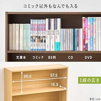 Amazon｜萩原 本棚 コミックラック スリム 【 コミック 約156冊
