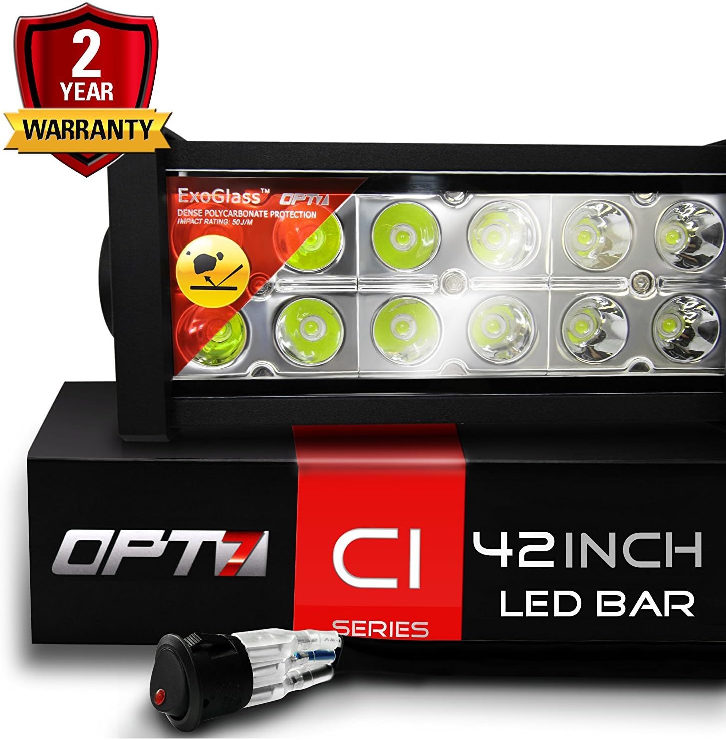 OPT7 C1 42" OffRoad LED Light Bar w/Wire Harness and Switch 240w