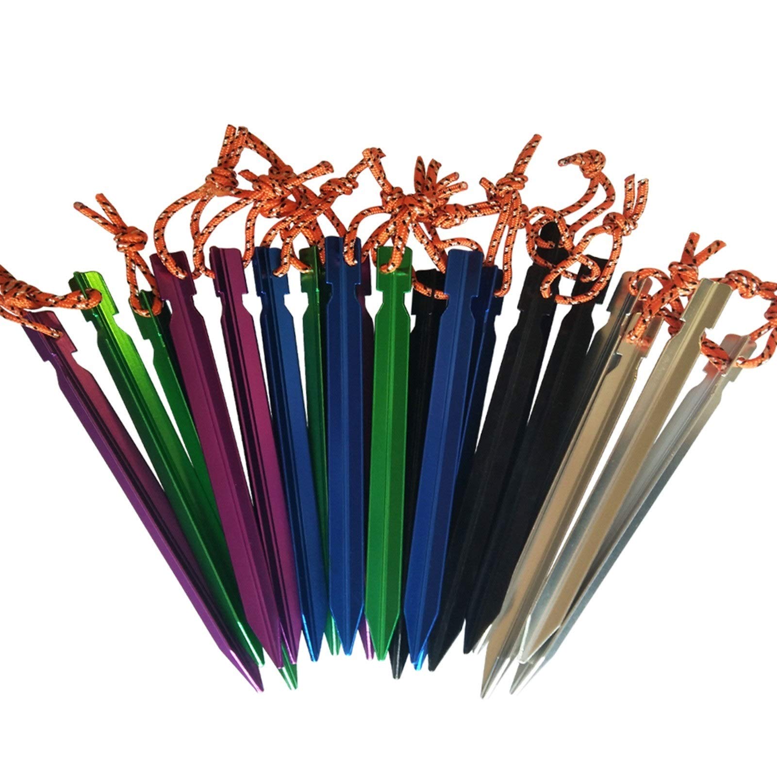 Gwoździe do namiotu 10 sztuk/zestaw 18 cm Kołki do namiotu ze stopu aluminium z liną Stawka Camping Sprzęt do wędrówek pieszych Na zewnątrz Akcesoria do namiotów podróżnych Namiot stały (niebieski)