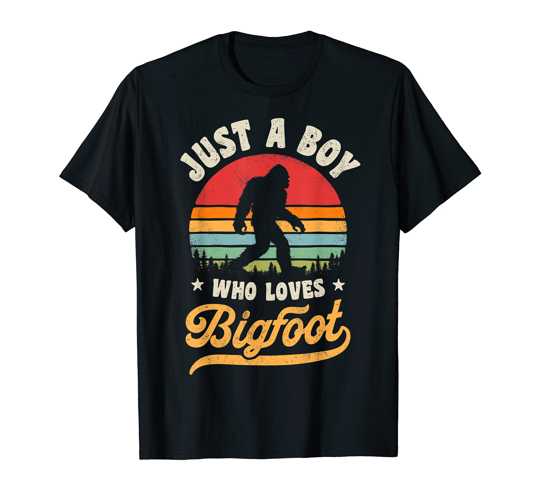 Bigfoot Just A Boy Who Loves Sasquatch Funny Retro Vintage T-ShirtOEKO-TEX STANDARD 100