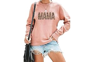 Mama Sweatshirts for Women: Embroidered "Mom Life" Crewneck Pullover