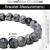 Vista 32 de Pulsera de turmalina negra, pulsera de cristal curativo natural para mujeres y hombres, pulsera de cuentas redondas de 0.315 in para espiritual