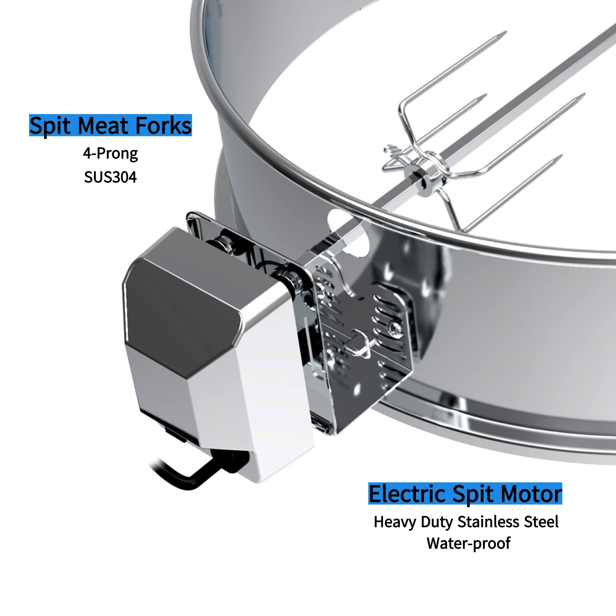 BBQSTAR Universal Stainless Steel 22.5in Kettle Grill Rotisserie Kit