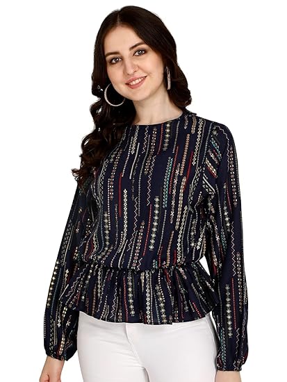 OM SAI LATEST CREATION Women Striped Top with Half Sleeves for Office Wear, Casual Wear