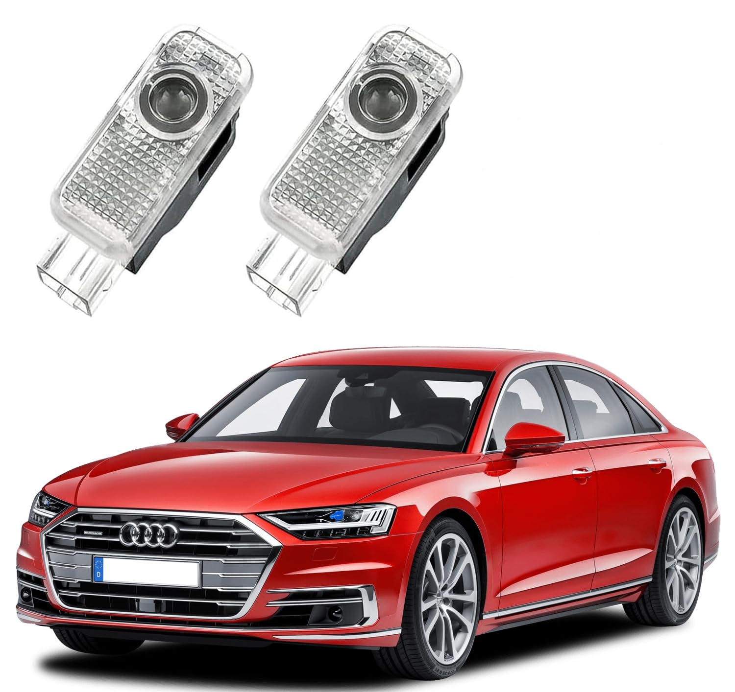 AutoQi Willkommenslicht für Audi A2 A3 A4 A5 A6 A7 Q2 Q3 Q4 Q5 Q7 TT LED Ringe Projektor Einstiegsbeleuchtung Logo Laser Türlicht, 2 STK