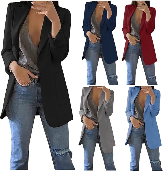 Blazer Jackets for Women Fashion Dressy Open Front Cardigan Jacket Casual Long Sleeve Work Office Suit Jacket