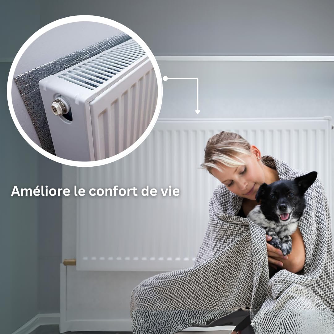 AVOID Isolant Thermique Fenetre, Reflecteur Radiateur de Chaleur 50 cm × 5 m, Isolation Fenetre 4mm épais, Économise l’Énergie, Isolation Porte de Garage, Toit, Mur, Voiture, Ruban Adhésif Inclus