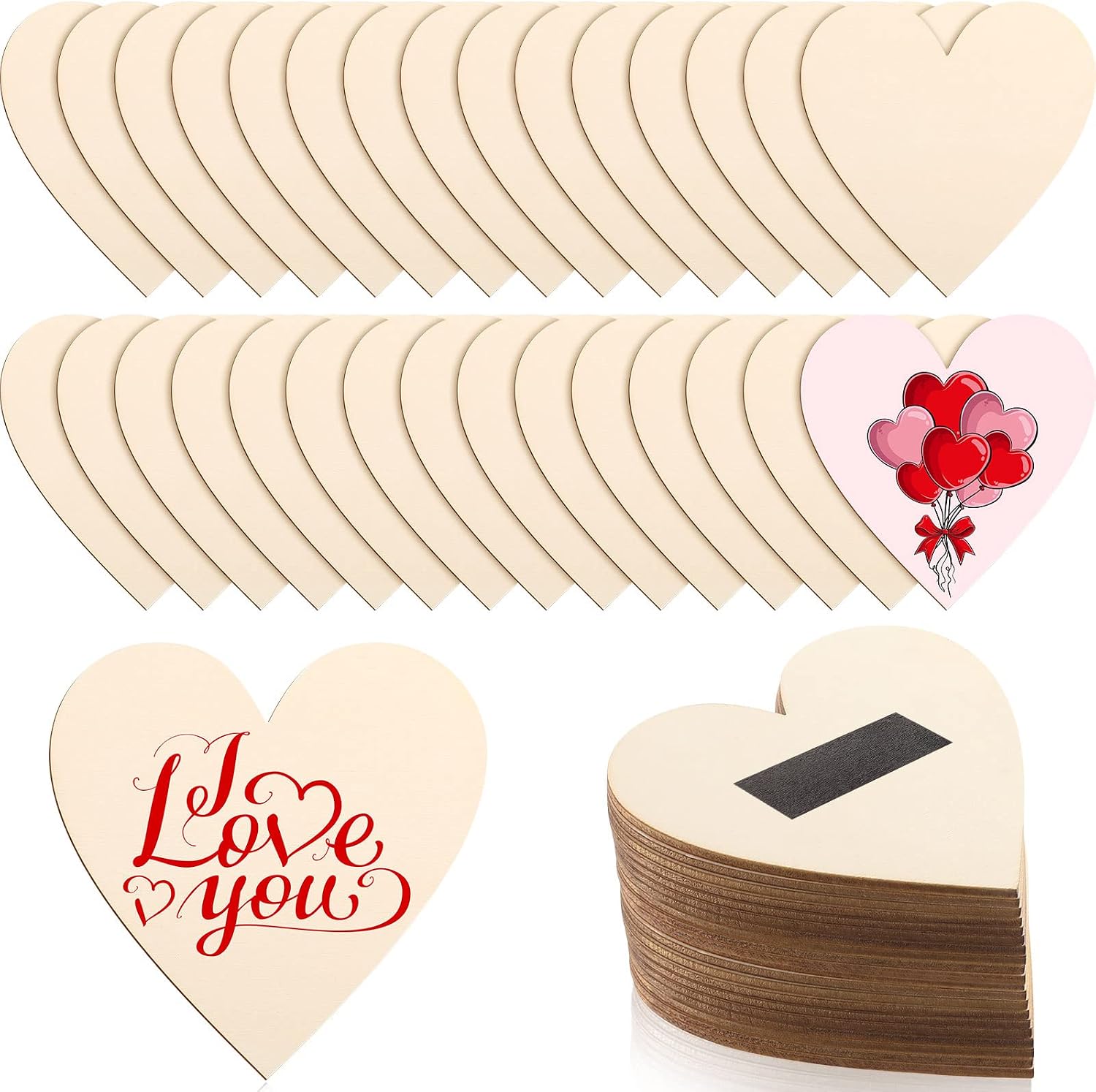 Qunclay 80 Pcs Wooden Heart Magnets for DIY Crafts, 3.94 '' Unfinished Wood Heart Slices for Kids Art Projects, Fridge Magnets, Father's Day, Wedding, Classroom, Home Craft Decor