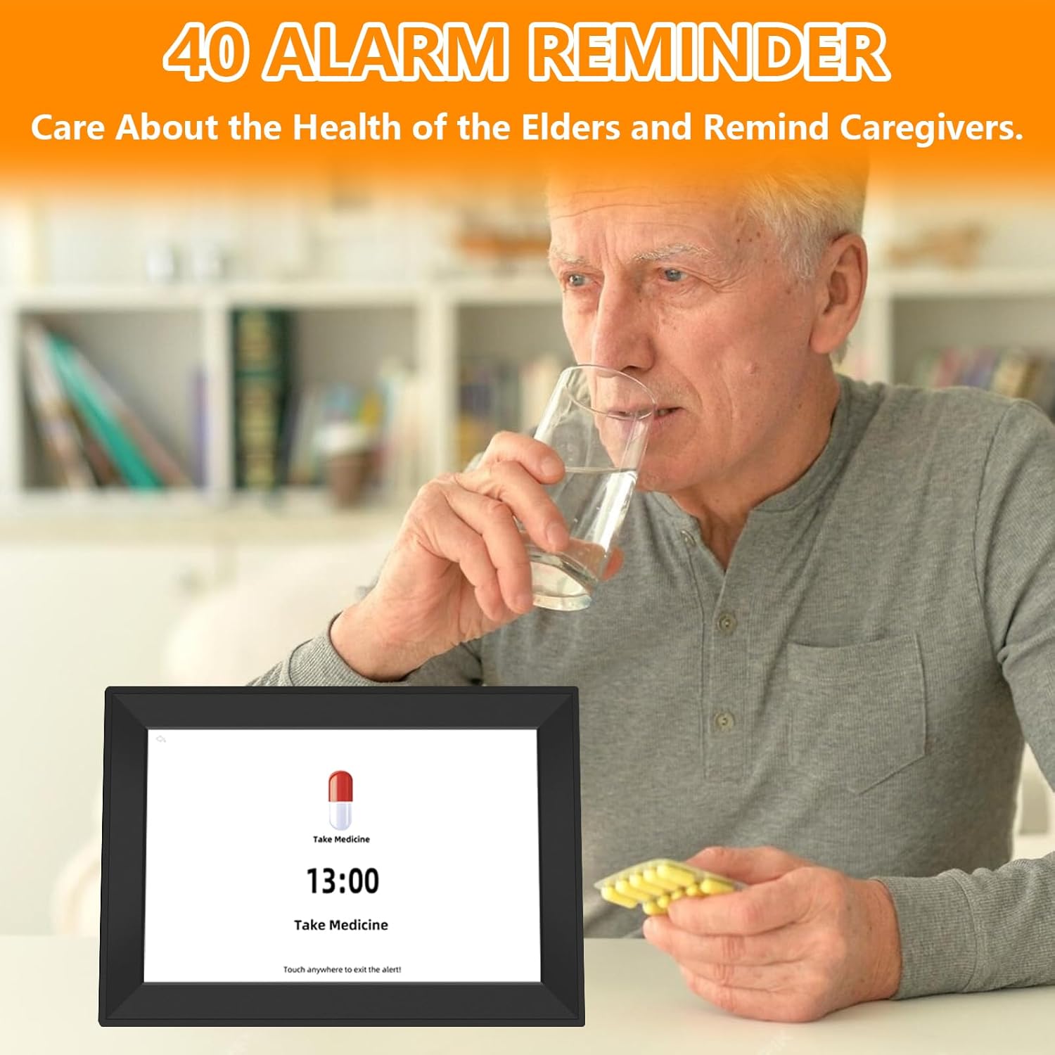 10.1" Touchscreen Digital Calendar Alarm Clock, Dementia Clocks for Seniors Extra Large Display Clock with Day and Date for Elderly, 40 Reminders&64 Alarms&Auto-Dimming&Auto DST(Black)