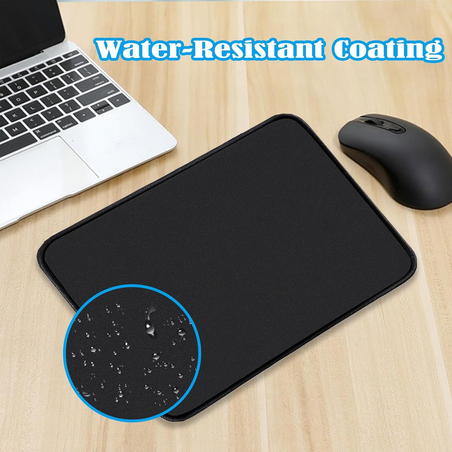 12 Pack Mouse Pad,Computer Mouse Pads with Non-Slip Rubber Base,Washable Mousepad with Stitched Edge,Waterproof Mouse Pad for Computers,Laptop,PC,Office & Home,Black,10.2x8.2 Inch - Image 4