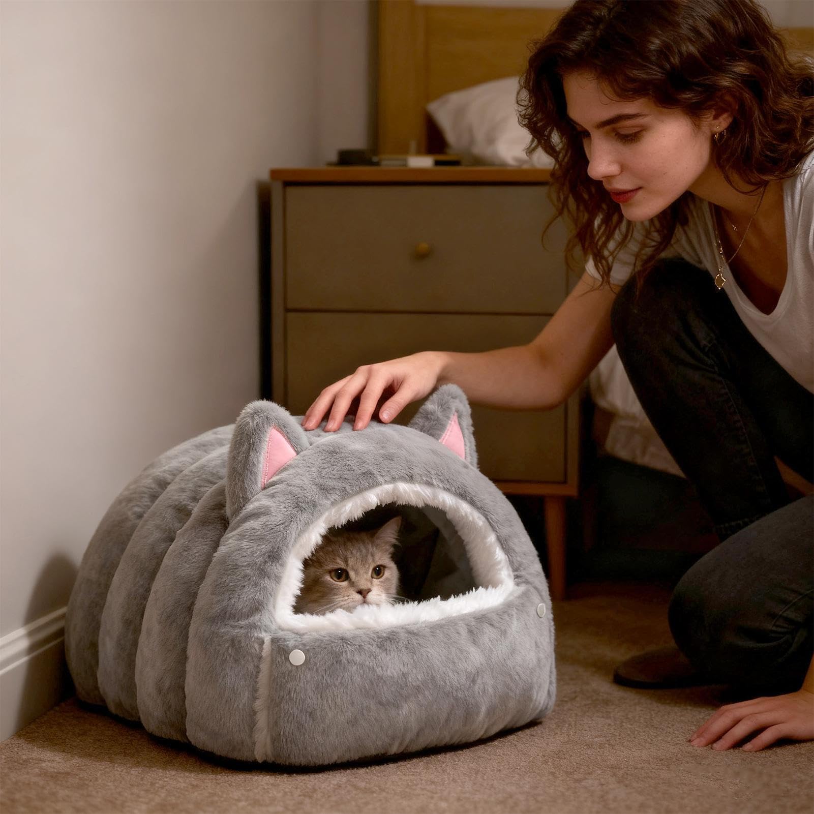 Cama para Gatos - Escondite Para Mascotas De Invierno Con Forma De Cupula - Casa Plegable Para Gatos Y Mascotas,Para Cachorro Y Otras En El Interior Dormitorio Balcón Residencia Y Apartamento