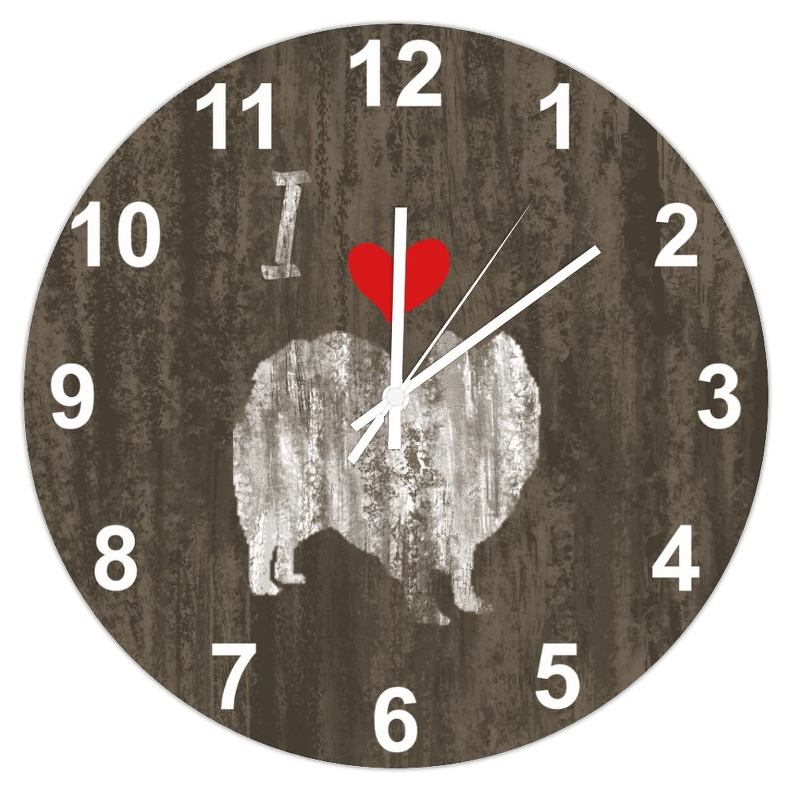 Horloge murale Indian Spitz silencieuse finitions shabby chic