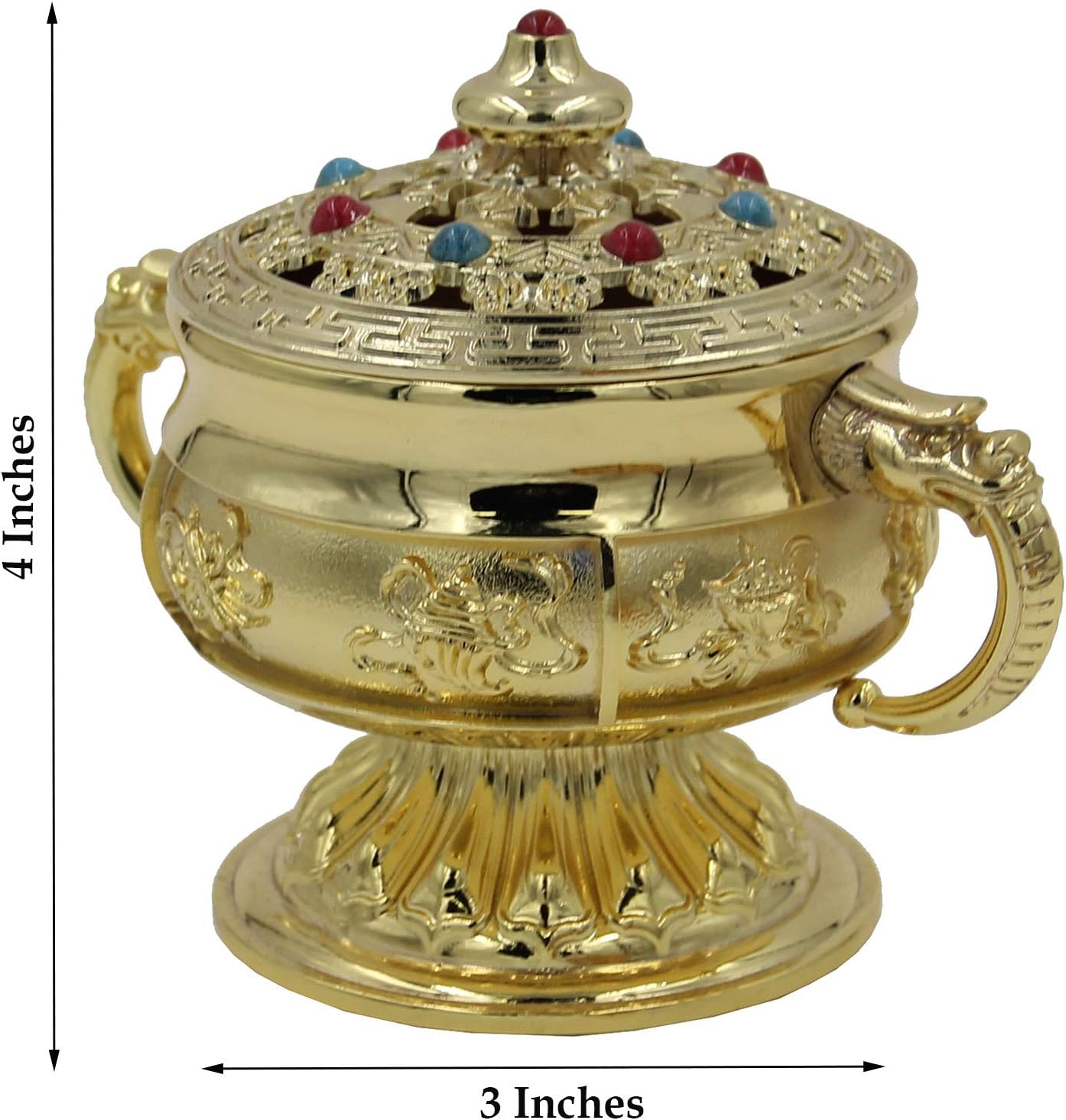 DharmaObjects Large Heavy Duty Multi Purpose Charcoal Incense Burner 4 Inches Tall