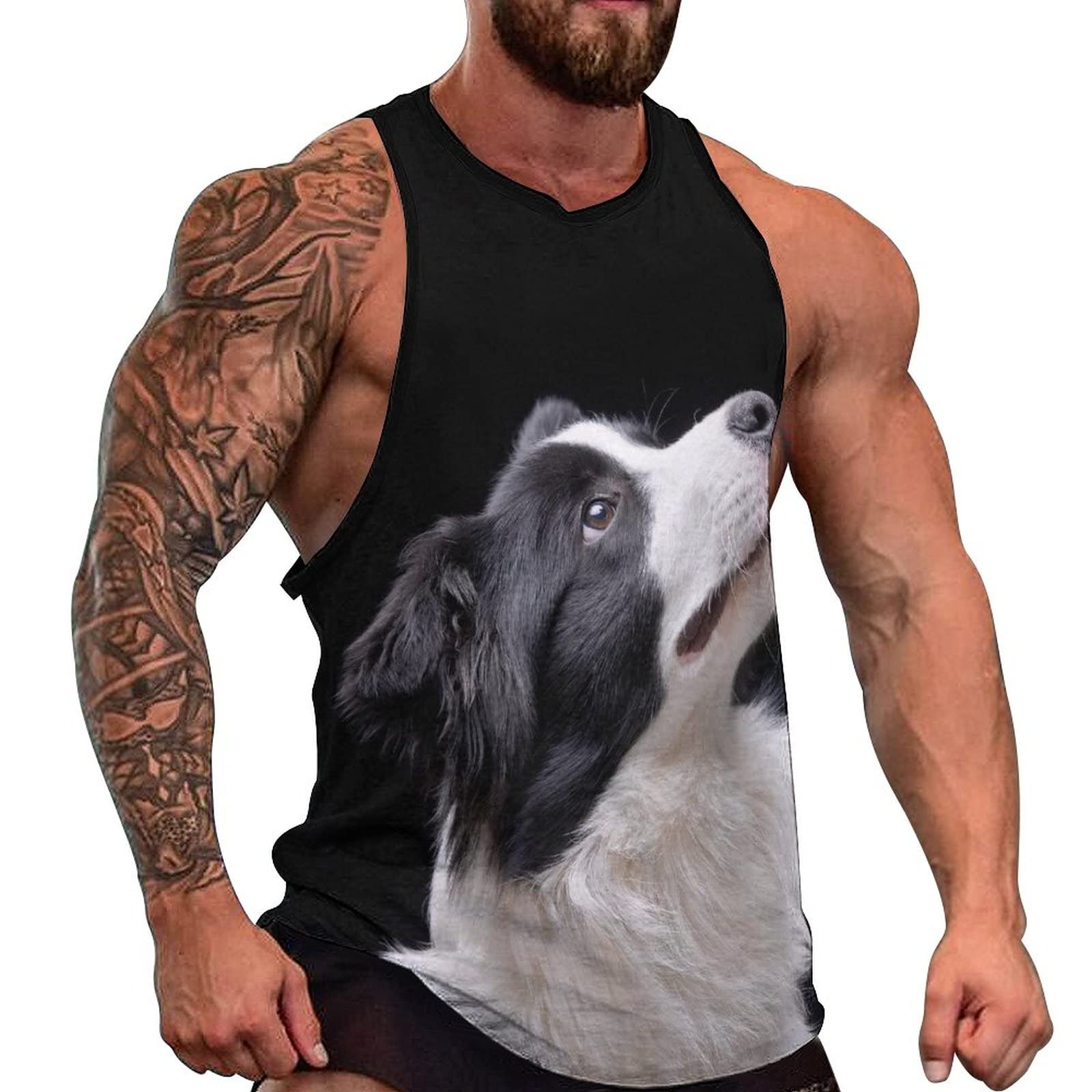 Camiseta sin mangas de entrenamiento con Border Collie para culturismo 8