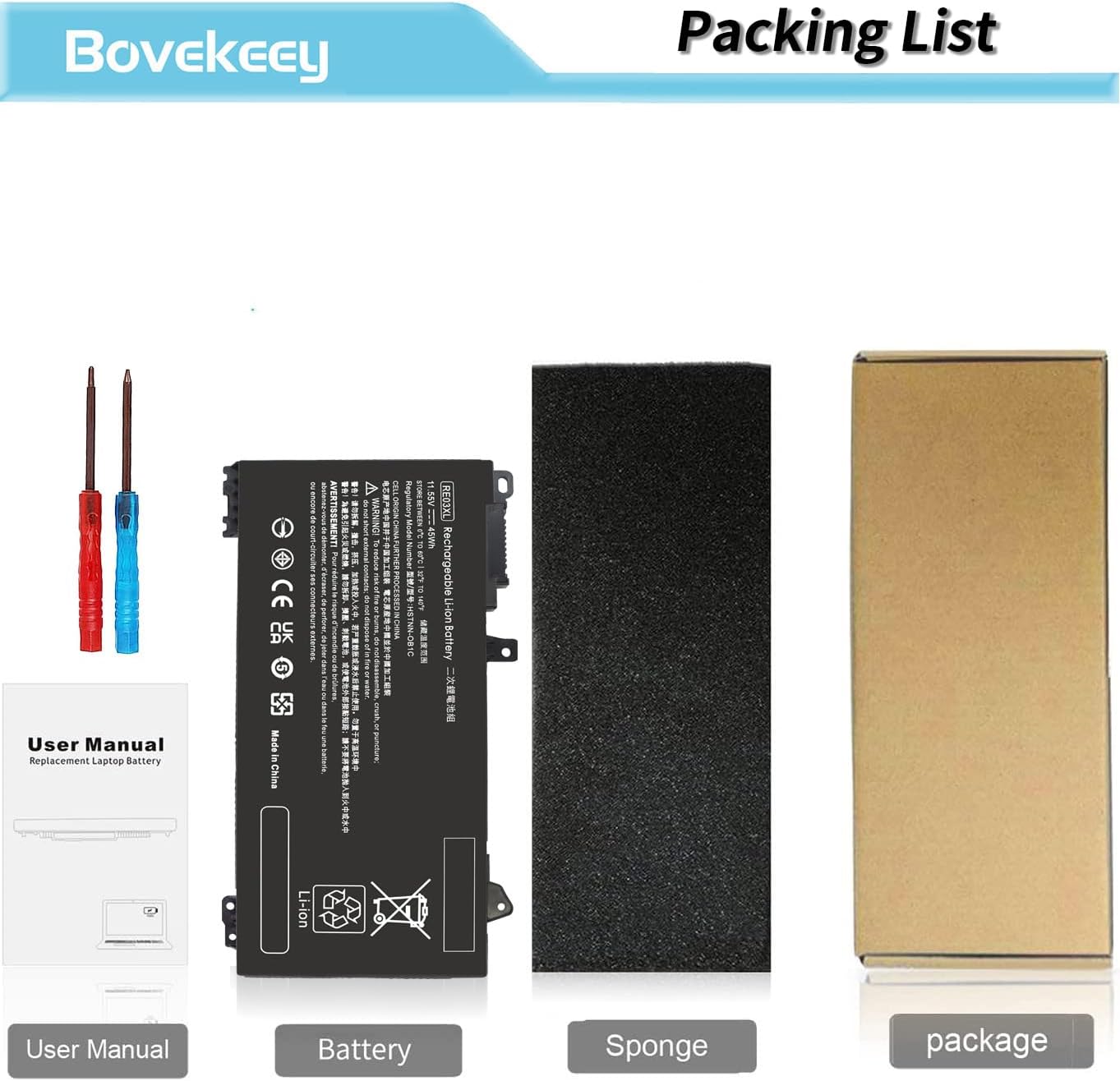 RE03XL L32656-005 - Batería De Repuesto Para Laptop HP ProBook 450 G6 450 G7 440 G6 430 445 455R G6 430 440 445 G7 Serie Para HP Probook 450 G6 Batería
