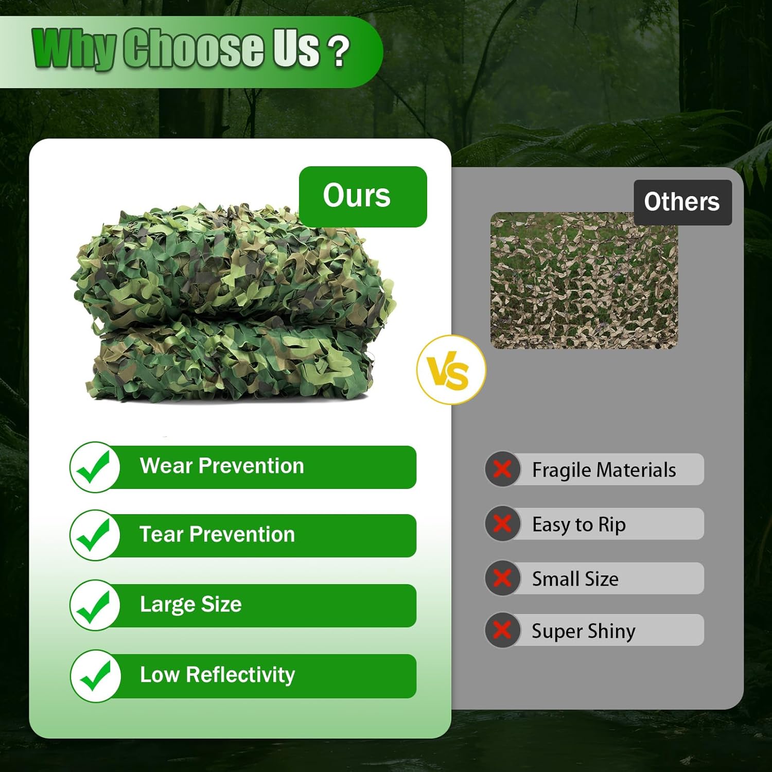 Camouflage Netting,26 x 26FT Woodland Camo Netting Camping Military Hunting Camouflage for Car-Covering Bird Watching USA Stock