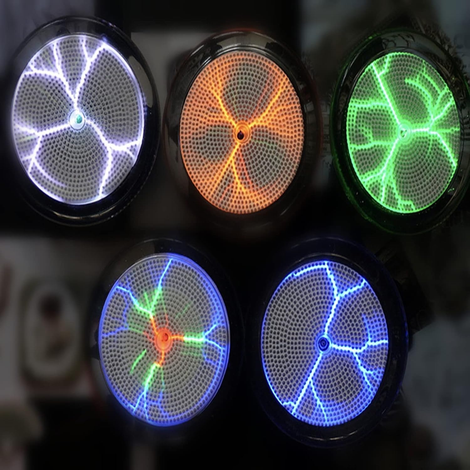 LUCKYFISH Plasma Plate Portable and Clip-on Mini Pocket Plasma Disk with Sound and Touch Response, Suitable for Party Decoration,Outdoor Activities Warning Signal and Science Gift 2.5Inch 5 Colors