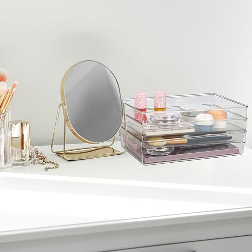 Miniatura 8 de Juego de cubos organizadores de cajones transparentes, bandejas rectangulares transparentes, organizador de maquillaje y almacenamiento de tocador,