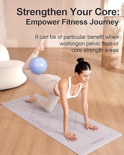 Miniatura 8 de YOTTOY Pelota de pilates, pelota de ejercicio de 10 pulgadas con tecnología antiestallido para estabilidad, pelota de estabilidad para yoga,