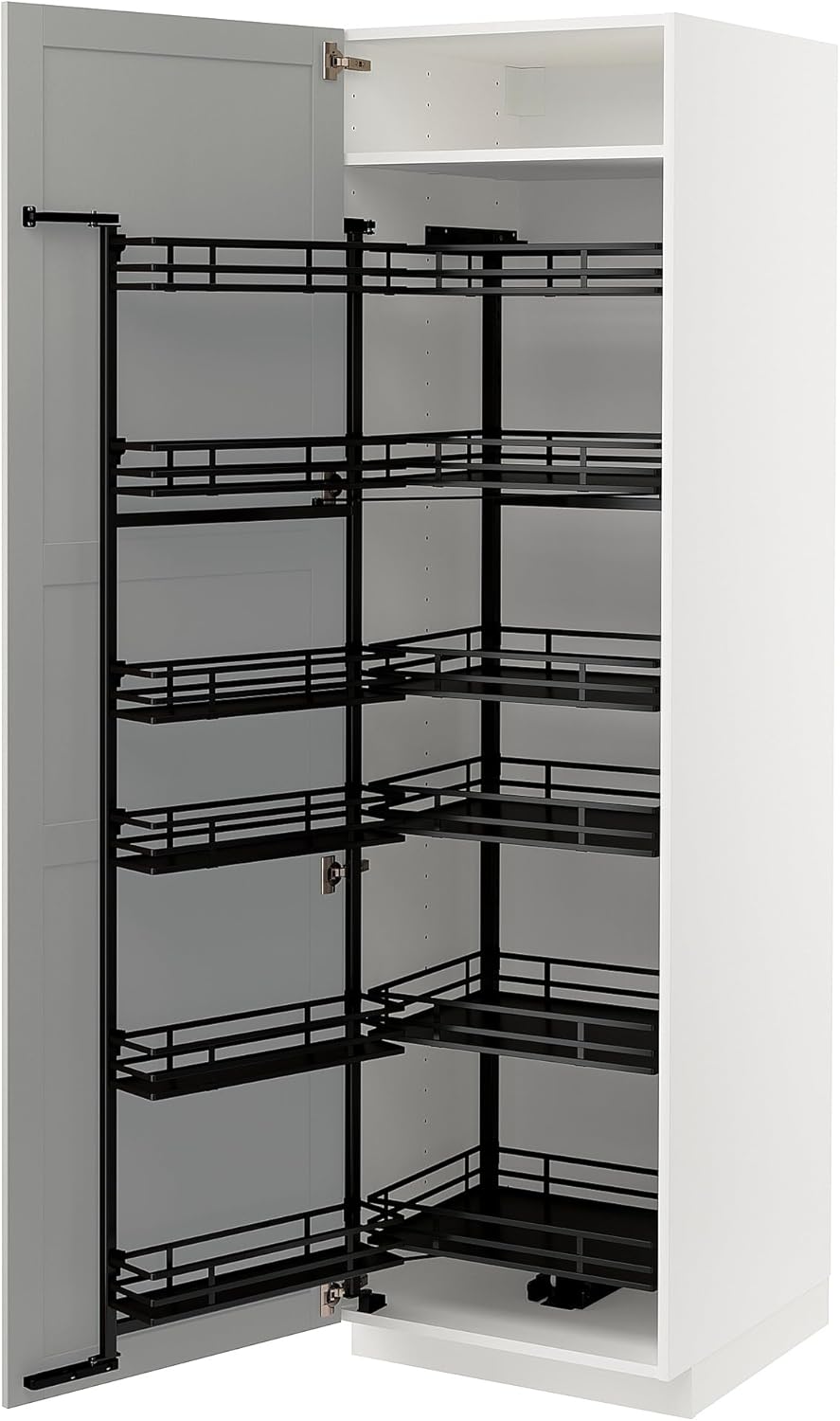 METOD High Cabinet Pull-Out Ladder, White/Relitan Light Grey, 60x60x200cm