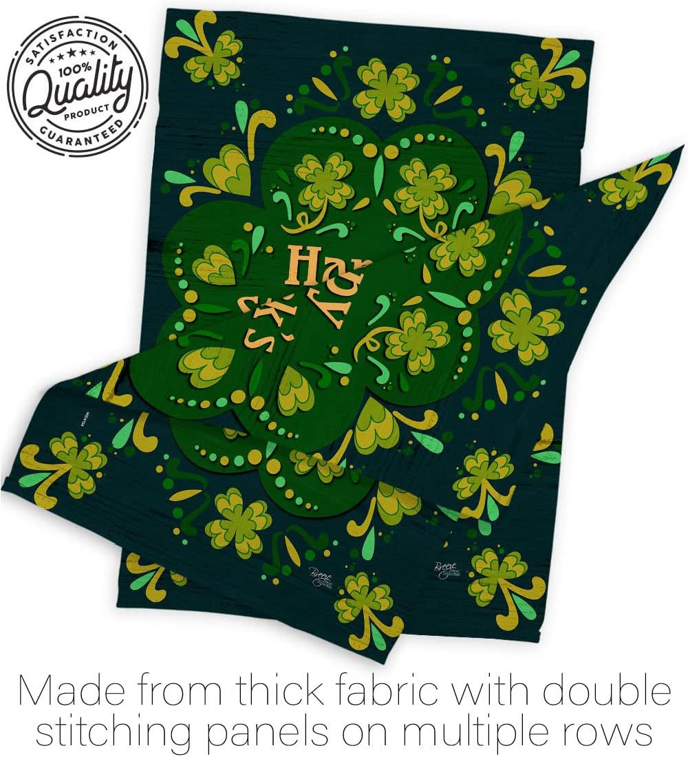 Breeze Decor Green Patty Day Garden Flag Springtime St Patrick Shamrock Leprechaun Lucky Coin Holiday March Irish Clover House Decoration Banner Small Yard Gift Double-Sided, Made in USA