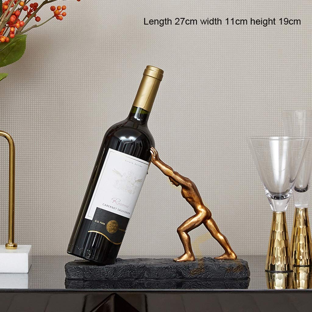 Botellero independiente de encimera Titular de la botella de vino Resina creativa Botella de vino Rack moderno Luz de lujo Tabletop de lujo Rack Bar Gabinete Decoración Regalo ahorrador de espacio