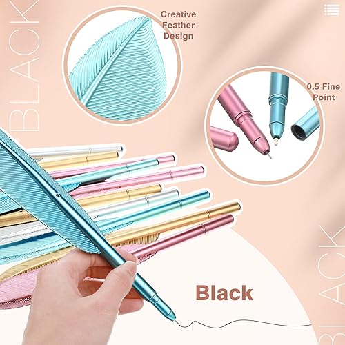 Miniatura 3 de Frienda 32 bolígrafos de plumas novedosas, bolígrafos de tinta negra, bolígrafos artificiales de plumas pastel, bolígrafos de gel vintage para