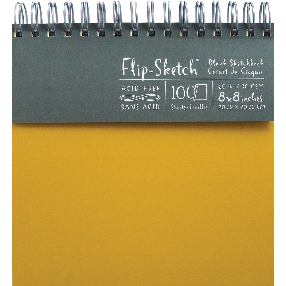 Global Art 960050 8-Inch by 8-Inch Flip Sketch Wire Bound Blank Sketchbook, Butternut, 100 Pages