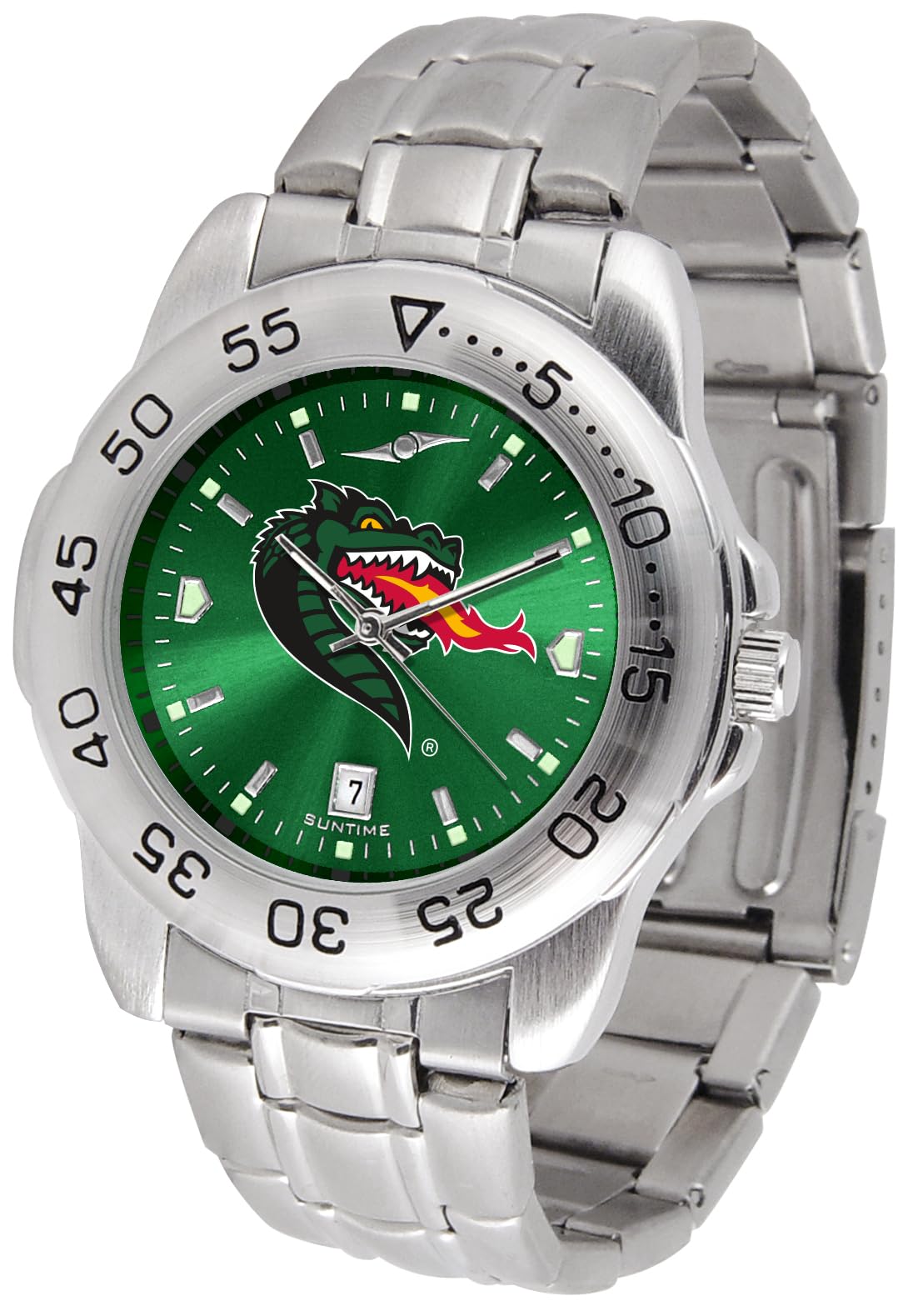 SunTime Men's UAB Blazers Sport Watch, 20mm Stainless Steel Strap, Reflective Shiny Dial with Date