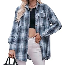 Ladies Casual Fashion Loose Plaid Shirt