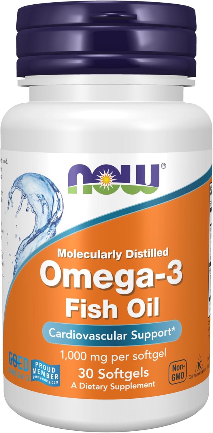 NOW Supplements, Omega-3 180 EPA / 120 DHA, Molecularly Distilled, Cardiovascular Support*, 30 Softgels