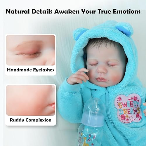 Miniatura 6 de Reborn - Muñecas realistas de 16 pulgadas, muñeca recién nacida que duerme de 16 pulgadas, muñeca Reborn de vinilo hecha a mano realista con cuerpo