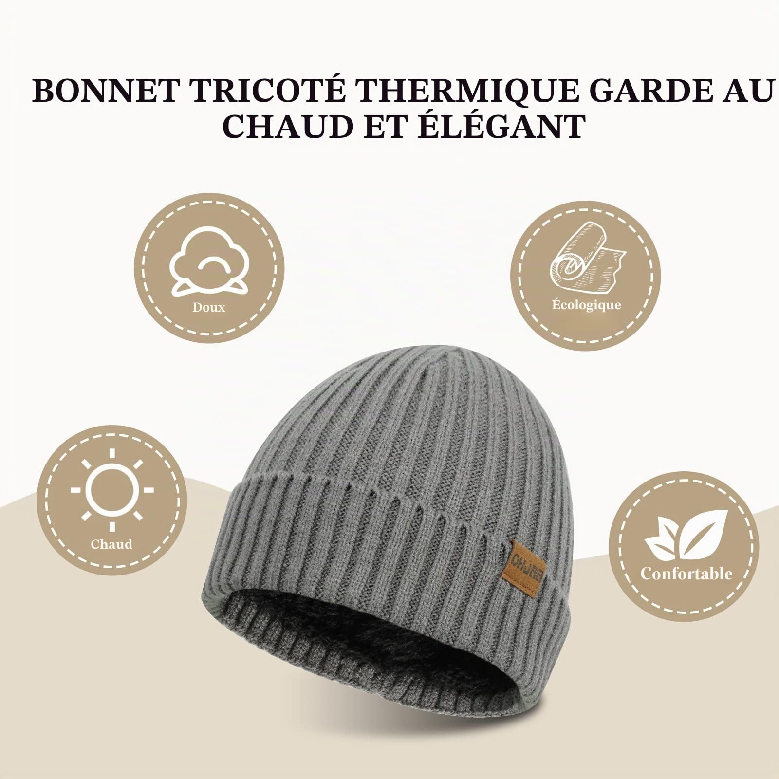 TAGVO d'hiver Bonnet écharpe Gants 3 en 1,Tricotés Echarpe, Gants et bonnet homme Hiver, Molleton Doux Chaleureux Doublure Extensible Bonnet Echarpe Gants d'écran Tactile pour Homme et Femmes Sports