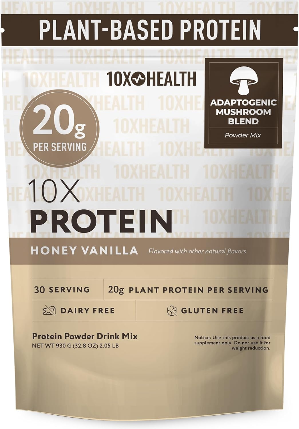10X Health Vegan Protein Powder - Plant-Based Protein Powder with 20g Protein per Serving - Dairy Free, Gluten Free, Vanilla Flavor, 30 Servings
